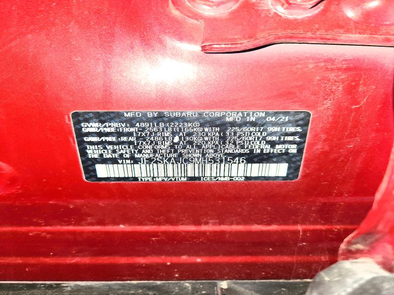 51318336 :رقم المزاد ، JF2SKAJC9MH531546 vin ، 2021 Subaru Forester مزاد بيع