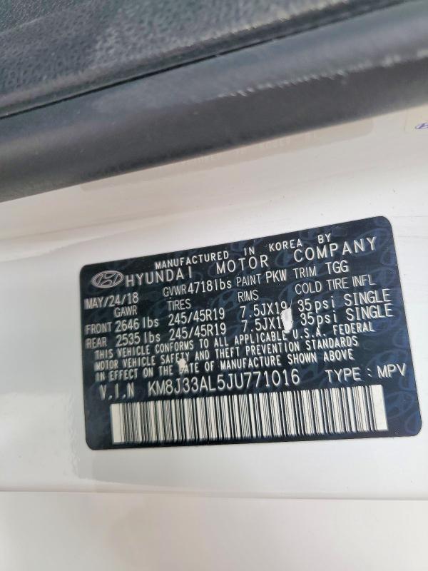Продажа на аукционе авто 2018 Hyundai Tucson, vin: KM8J33AL5JU771016, номер лота: 54409616