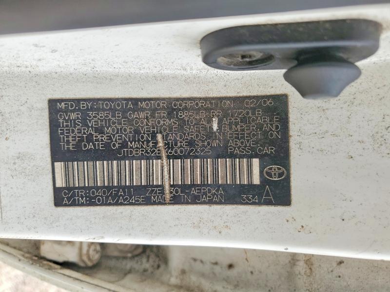 Продаж на аукціоні авто 2006 Toyota Corolla, vin: JTDBR32EX60072325, номер лоту: 54470396
