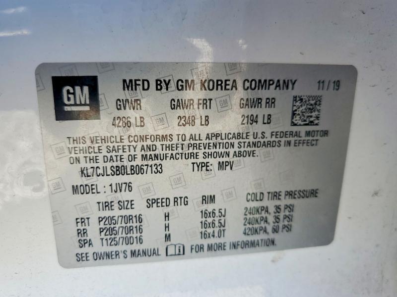 Продажа на аукционе авто 2020 Chevrolet Trax, vin: KL7CJLSB0LB067133, номер лота: 54040336