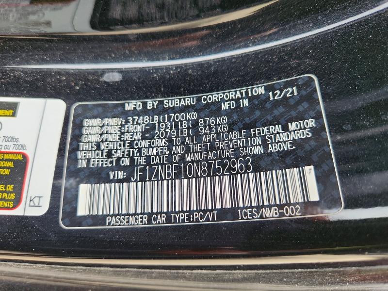 54175846 :رقم المزاد ، JF1ZNBF10N8752963 vin ، 2022 Toyota Gr 86 مزاد بيع