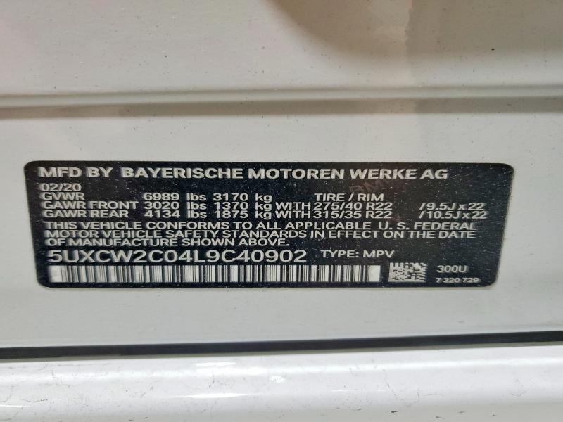 Продаж на аукціоні авто 2020 Bmw X7, vin: 5UXCW2C04L9C40902, номер лоту: 53846786