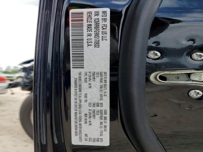 Auction sale of the 2022 Ram 1500 Classic, vin: 1C6RR6FG9NS170932, lot number: 53977646