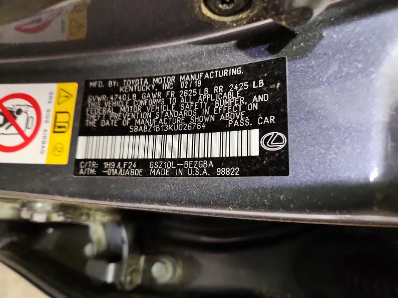 Продажа на аукционе авто 2019 Lexus Es, vin: 58ABZ1B13KU026764, номер лота: 53259826