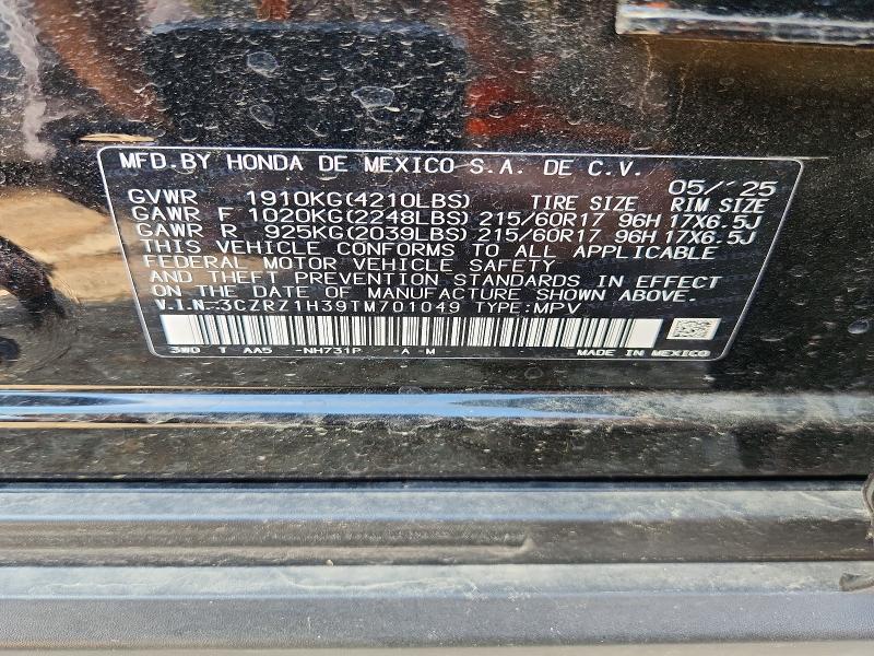 Продаж на аукціоні авто 2026 Honda Hr-v, vin: 3CZRZ1H39TM701049, номер лоту: 52379216