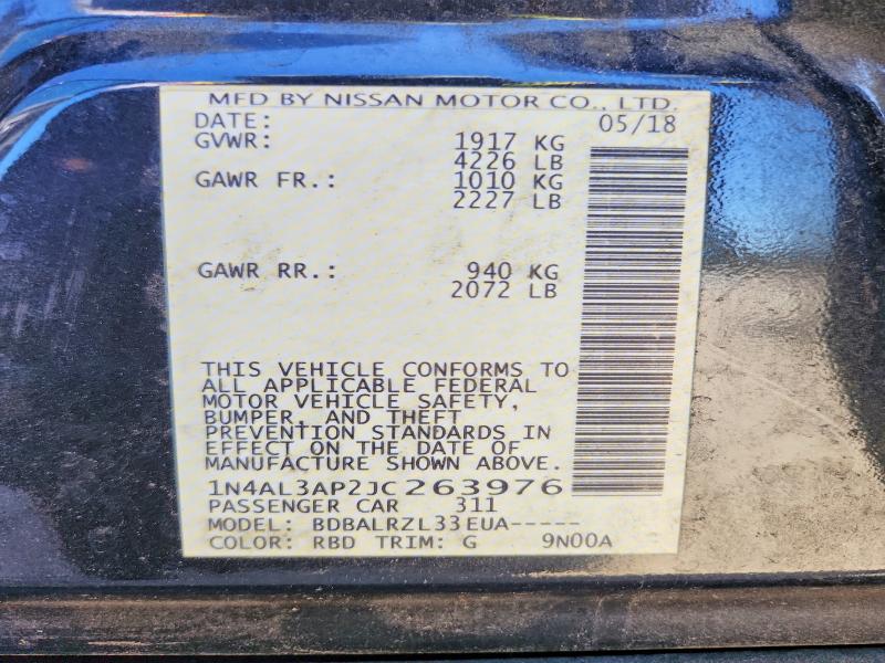Продаж на аукціоні авто 2018 Nissan Altima, vin: 1N4AL3AP2JC263976, номер лоту: 52986136