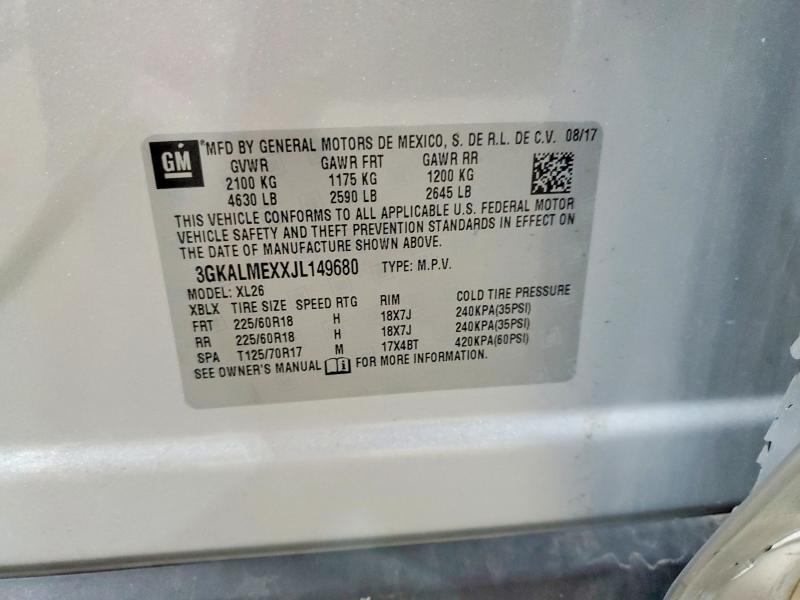 Aukcja sprzedaży 2018 Gmc Terrain, vin: 3GKALMEXXJL149680, numer aukcji: 53210016
