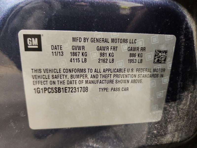 54721496 :رقم المزاد ، 1G1PC5SB1E7231708 vin ، 2014 Chevrolet Cruze مزاد بيع