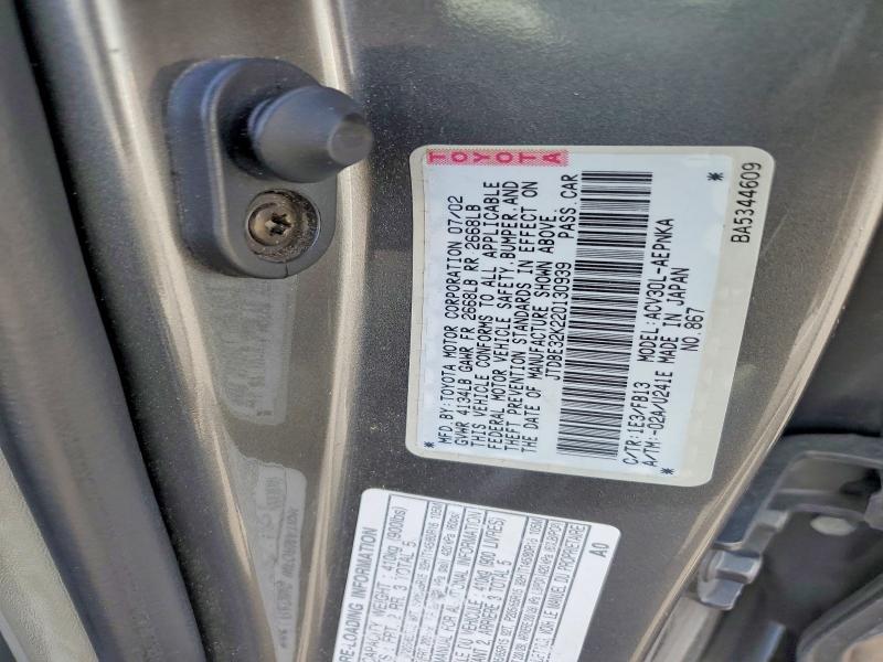 52538126 :رقم المزاد ، JTDBE32K220130939 vin ، 2002 Toyota Camry مزاد بيع