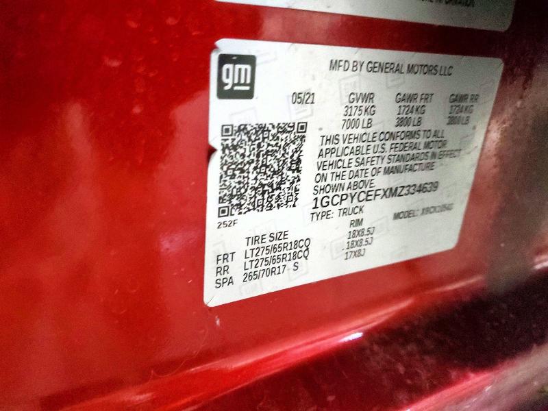 Aukcja sprzedaży 2021 Chevrolet Silverado, vin: 1GCPYCEFXMZ334639, numer aukcji: 53256056