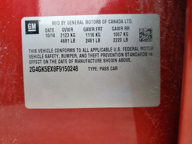 2015 Buick Regal მანქანა იყიდება აუქციონზე, vin: 2G4GK5EX8F9150248, აუქციონის ნომერი: 51557506