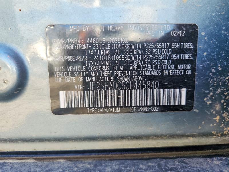 Продажа на аукционе авто 2012 Subaru Forester, vin: JF2SHADC5CH445840, номер лота: 53209126