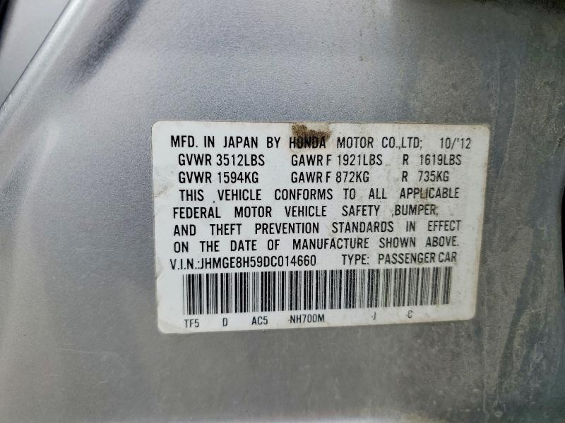 54163536 :رقم المزاد ، JHMGE8H59DC014660 vin ، 2013 Honda Fit مزاد بيع