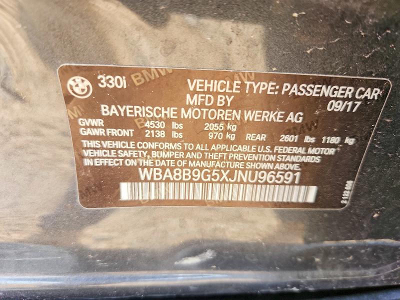 Продаж на аукціоні авто 2018 Bmw 330, vin: WBA8B9G5XJNU96591, номер лоту: 53974316