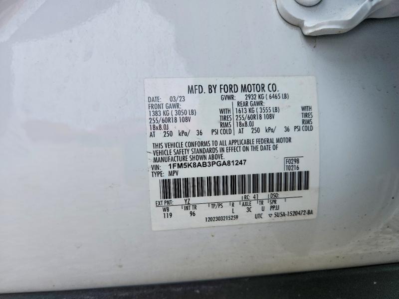 54521476 :رقم المزاد ، 1FM5K8AB3PGA81247 vin ، 2023 Ford Explorer مزاد بيع