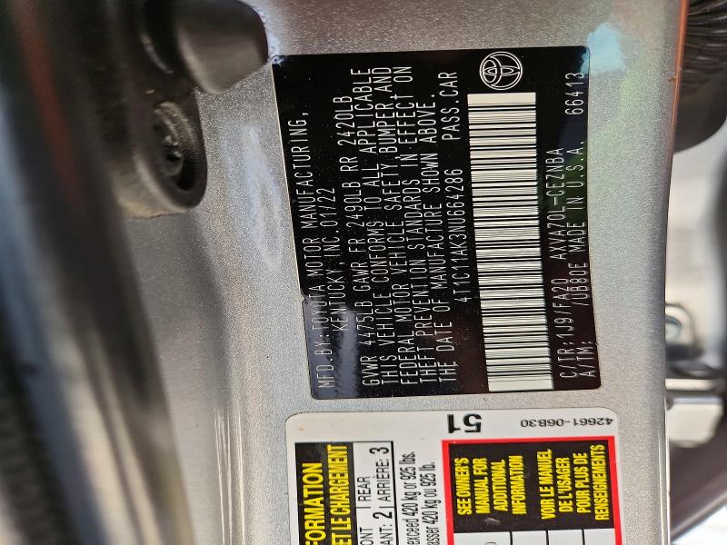 Aukcja sprzedaży 2022 Toyota Camry, vin: 4T1C11AK3NU664286, numer aukcji: 54674166