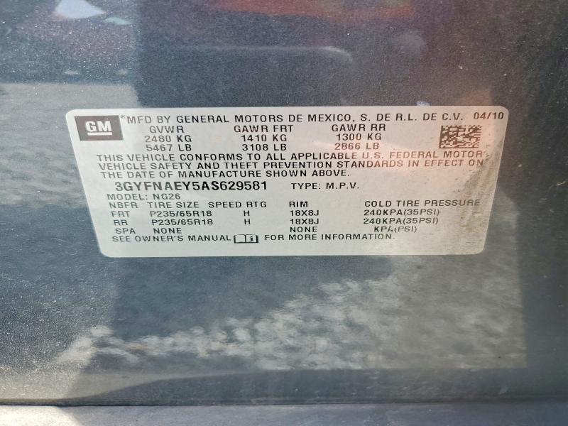 52404326 :رقم المزاد ، 3GYFNAEY5AS629581 vin ، 2010 Cadillac Srx مزاد بيع