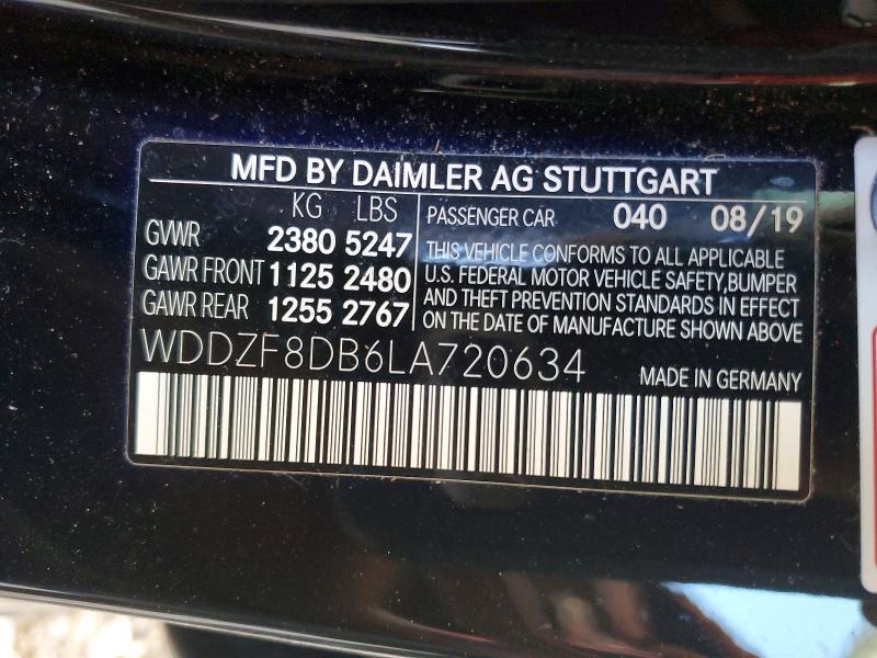 2020 Mercedes-benz E მანქანა იყიდება აუქციონზე, vin: WDDZF8DB6LA720634, აუქციონის ნომერი: 53608556