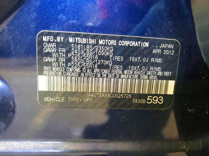 Aukcja sprzedaży 2012 Mitsubishi Outlander, vin: JA4JT5AX8CU025725, numer aukcji: 51161776