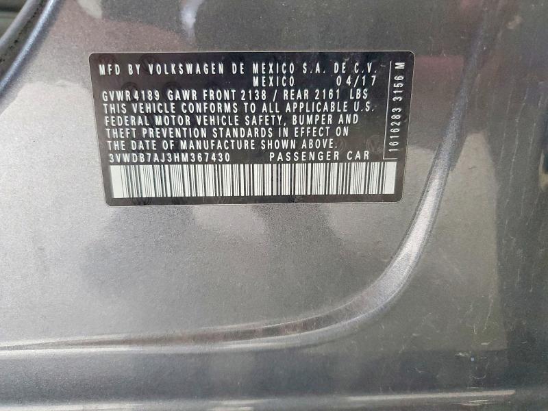 55574436 :رقم المزاد ، 3VWDB7AJ3HM367430 vin ، 2017 Volkswagen Jetta مزاد بيع
