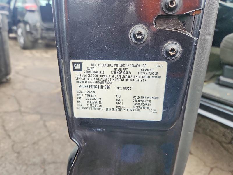 Aukcja sprzedaży 2004 Chevrolet Silverado, vin: 2GCEK19T041101326, numer aukcji: 51956116