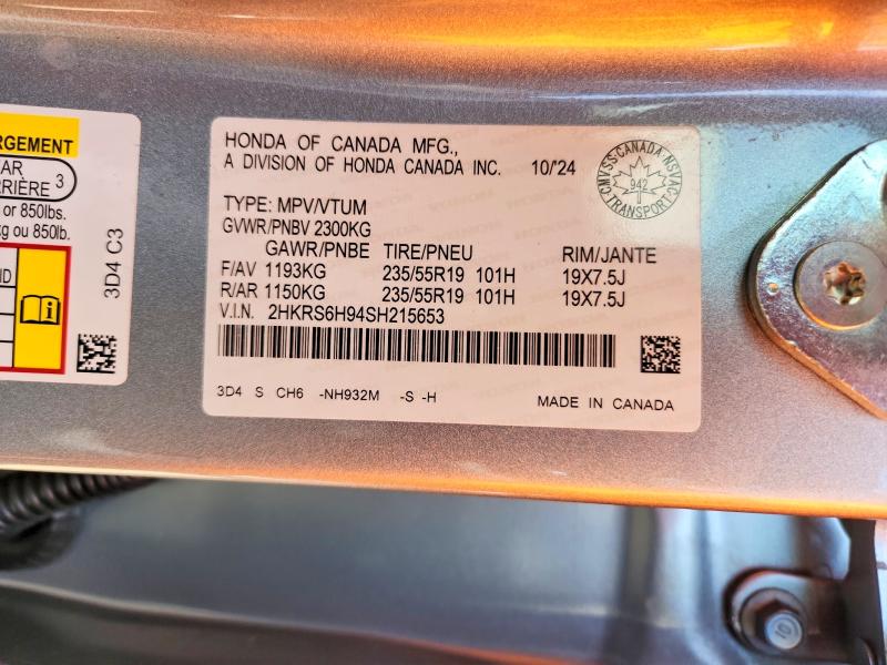 Продажа на аукционе авто 2025 Honda Cr-v, vin: 2HKRS6H94SH215653, номер лота: 51918926