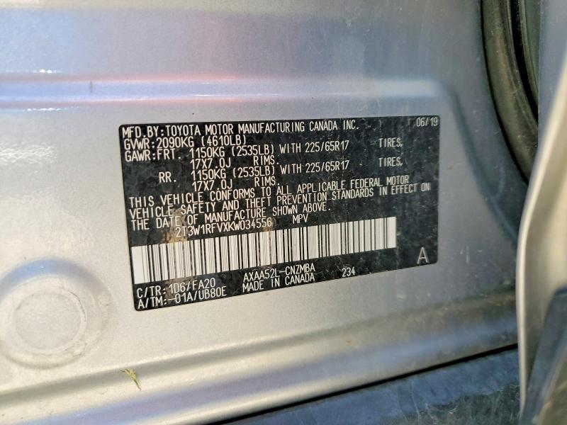 Продажа на аукционе авто 2019 Toyota Rav4, vin: 2T3W1RFVXKW034556, номер лота: 53405906