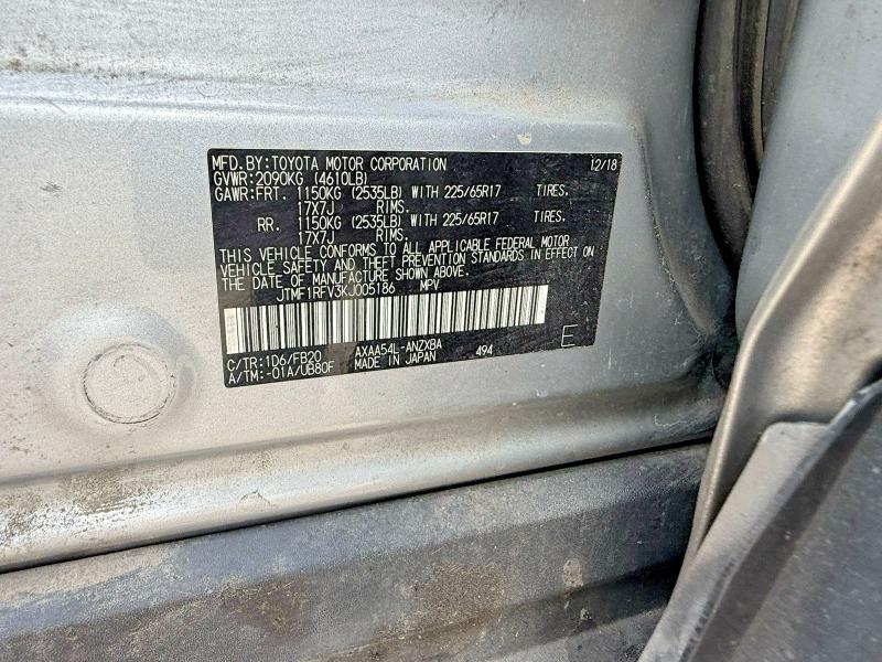 Продаж на аукціоні авто 2019 Toyota Rav4, vin: JTMF1RFV3KJ005186, номер лоту: 54213006