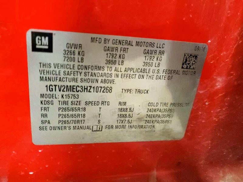 Продаж на аукціоні авто 2017 Gmc Sierra, vin: 1GTV2MEC3HZ107268, номер лоту: 53959396
