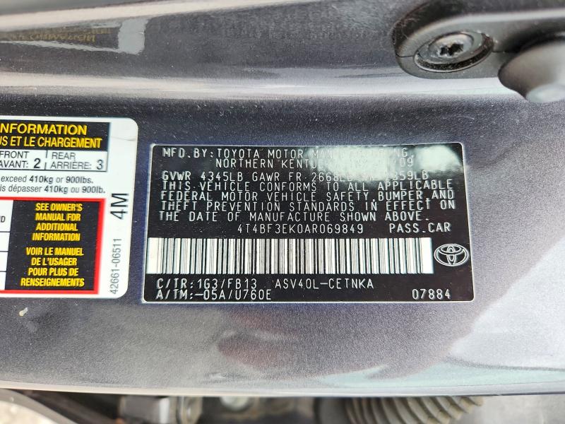 Продаж на аукціоні авто 2010 Toyota Camry, vin: 4T4BF3EK0AR069849, номер лоту: 55003066