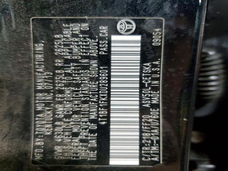 54245826 :رقم المزاد ، 4T1BF1FKXDU289601 vin ، 2013 Toyota Camry مزاد بيع