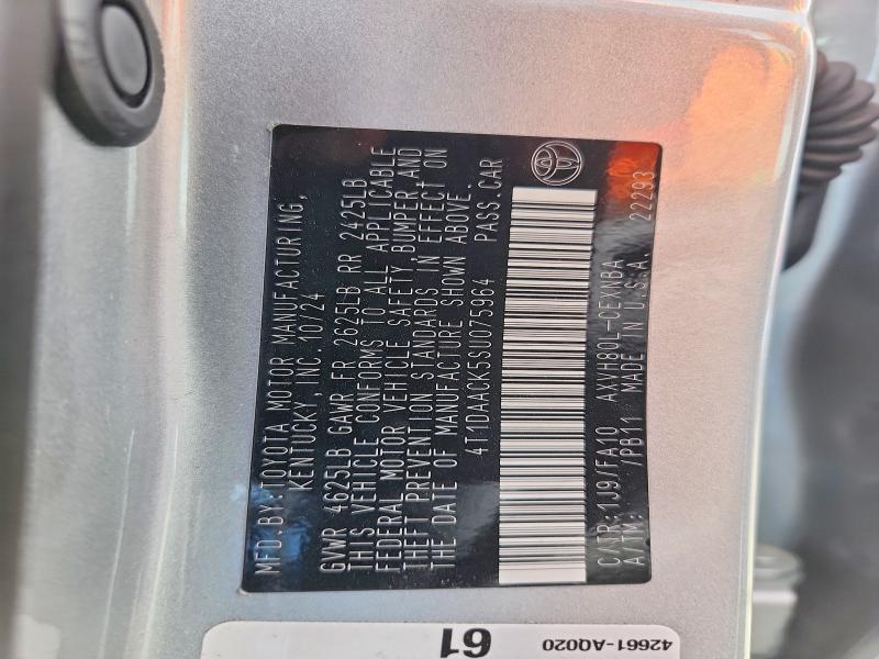 54828136 :رقم المزاد ، 4T1DAACK5SU075964 vin ، 2025 Toyota Camry مزاد بيع