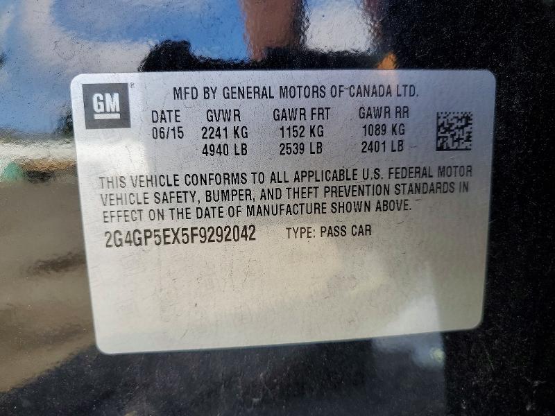 2015 Buick Regal მანქანა იყიდება აუქციონზე, vin: 2G4GP5EX5F9292042, აუქციონის ნომერი: 54897246
