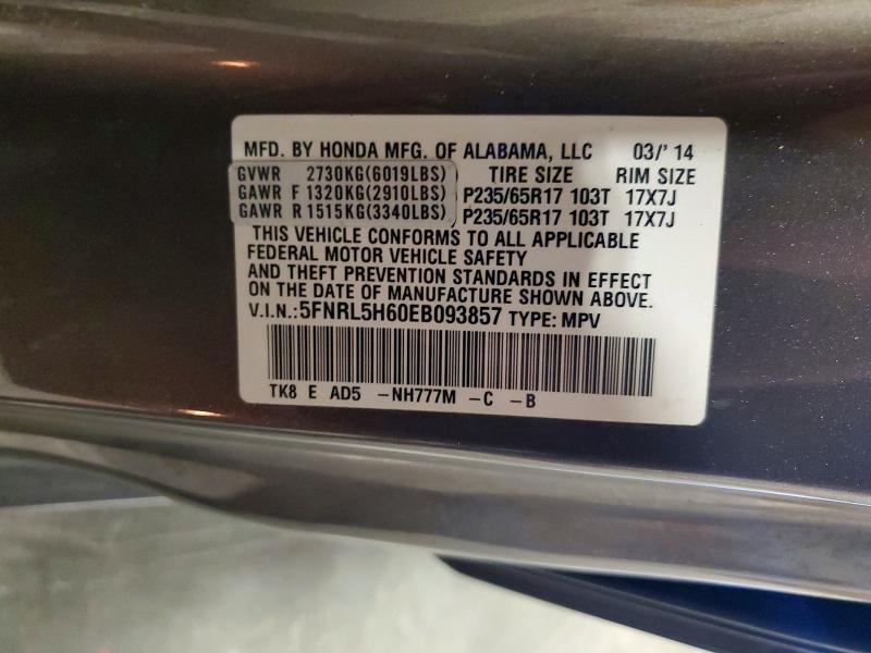 Продаж на аукціоні авто 2014 Honda Odyssey, vin: 5FNRL5H60EB093857, номер лоту: 55306116