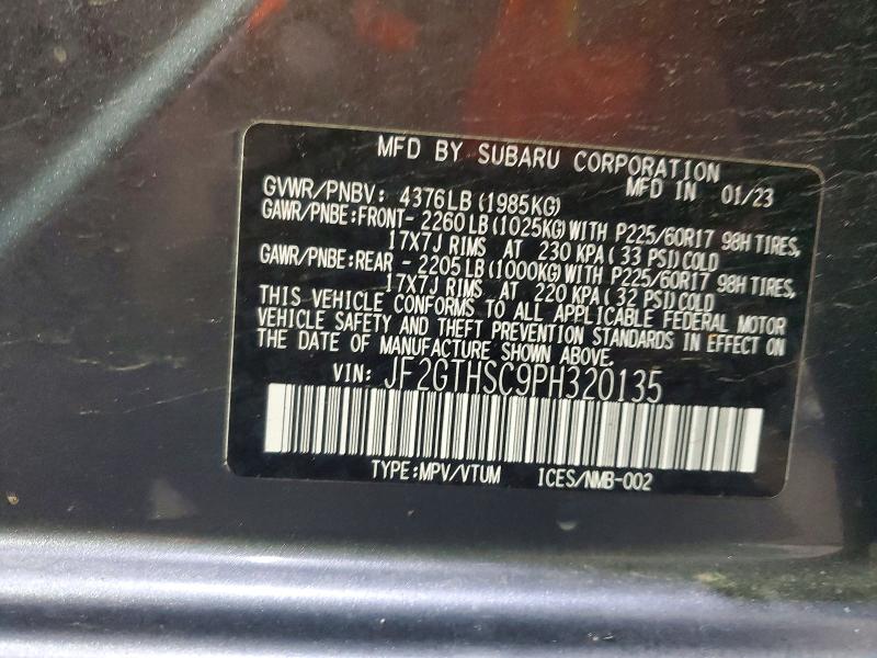 Aukcja sprzedaży 2023 Subaru Crosstrek, vin: JF2GTHSC9PH320135, numer aukcji: 52777466