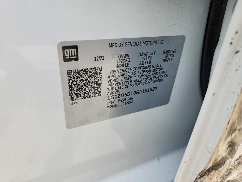 Aukcja sprzedaży 2024 Chevrolet Malibu, vin: 1G1ZD5ST0RF151620, numer aukcji: 54764346