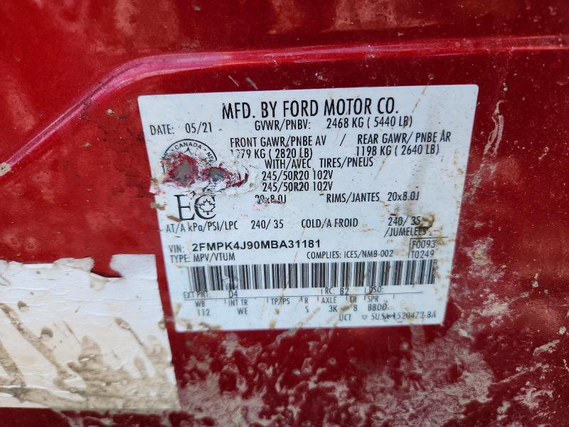 2021 Ford Edge მანქანა იყიდება აუქციონზე, vin: 2FMPK4J90MBA31181, აუქციონის ნომერი: 53303506