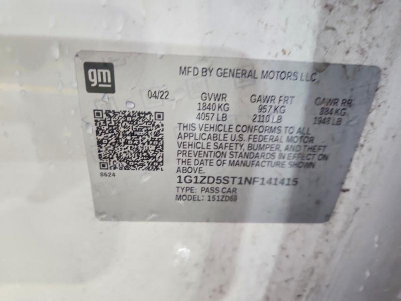2022 Chevrolet Malibu მანქანა იყიდება აუქციონზე, vin: 1G1ZD5ST1NF141415, აუქციონის ნომერი: 54771546