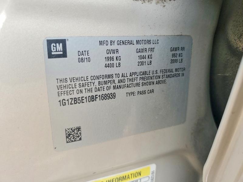 54075776 :رقم المزاد ، 1G1ZB5E10BF168939 vin ، 2011 Chevrolet Malibu مزاد بيع