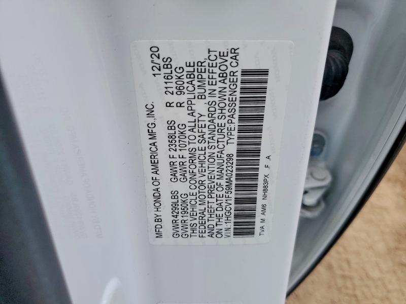 2021 Honda Accord მანქანა იყიდება აუქციონზე, vin: 1HGCV1F59MA023298, აუქციონის ნომერი: 51725216