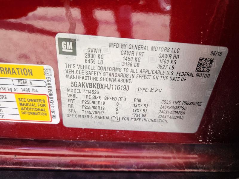 Продажа на аукционе авто 2017 Buick Enclave, vin: 5GAKVBKDXHJ116190, номер лота: 52857906