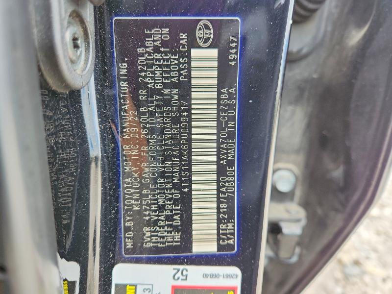 52642746 :رقم المزاد ، 4T1S11AK6PU099417 vin ، 2023 Toyota Camry مزاد بيع