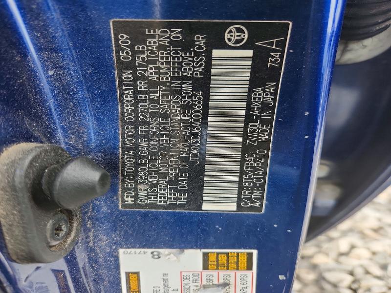 52657426 :رقم المزاد ، JTDKN3DU6A0006654 vin ، 2010 Toyota Prius مزاد بيع