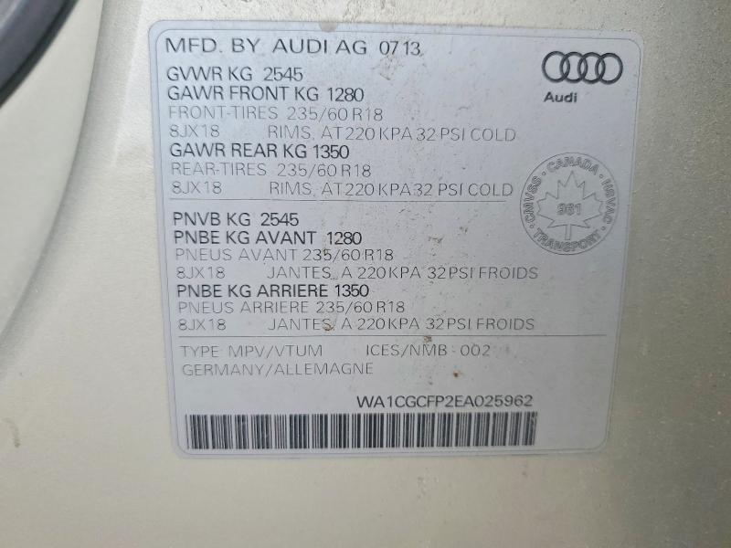 Продажа на аукционе авто 2014 Audi Sq5, vin: WA1CGCFP2EA025962, номер лота: 54005486