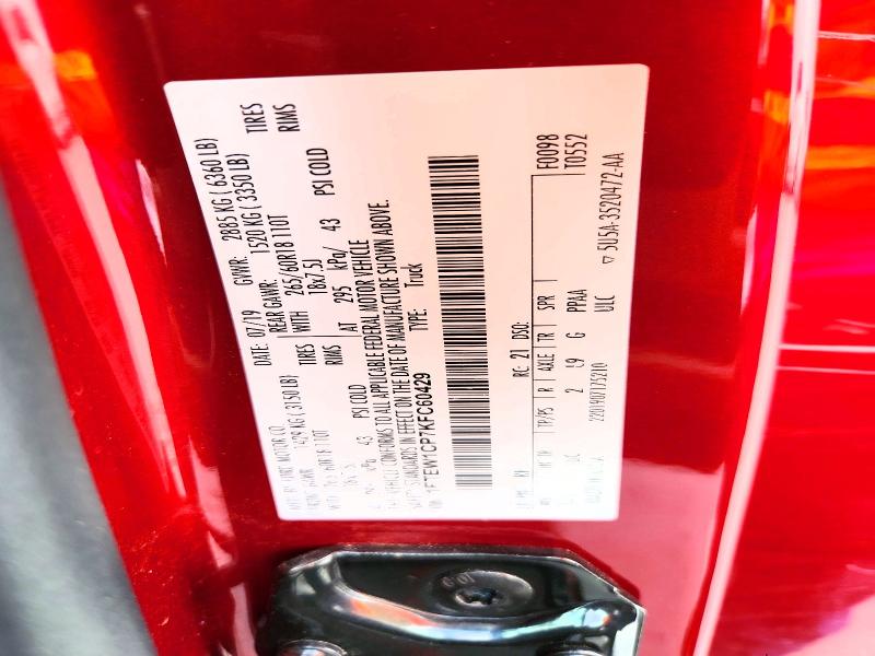 54402746 :رقم المزاد ، 1FTEW1CP7KFC60429 vin ، 2019 Ford F150 مزاد بيع