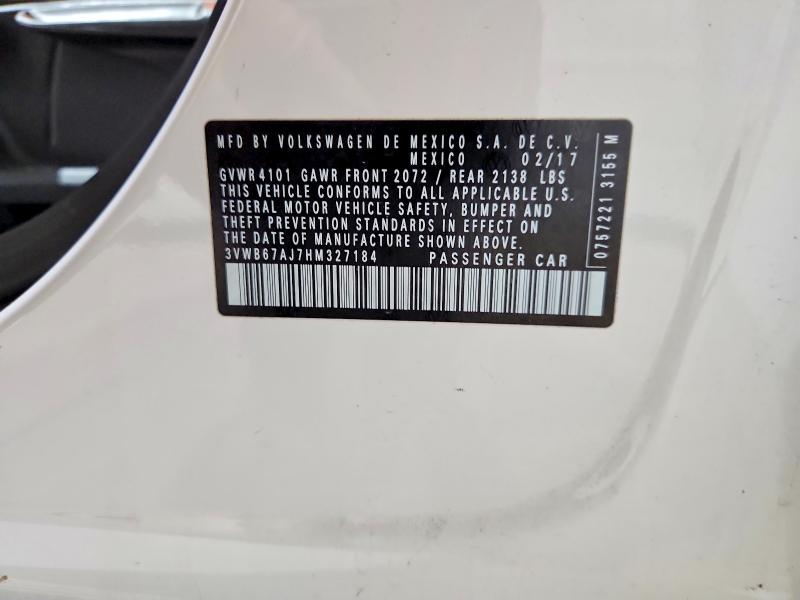 2017 Volkswagen Jetta მანქანა იყიდება აუქციონზე, vin: 3VWB67AJ7HM327184, აუქციონის ნომერი: 55422416