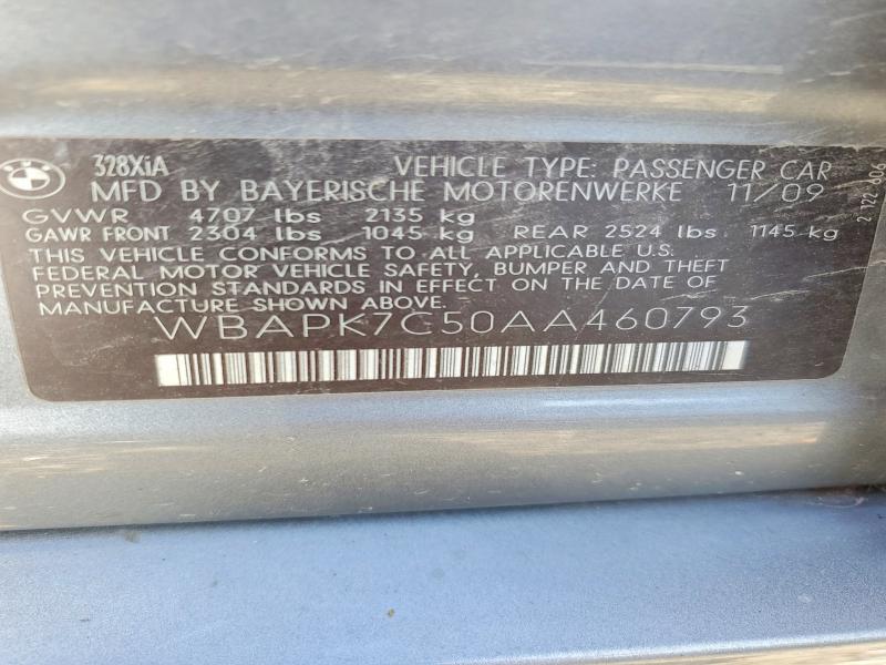 54958346 :رقم المزاد ، WBAPK7C50AA460793 vin ، 2010 Bmw 328 مزاد بيع