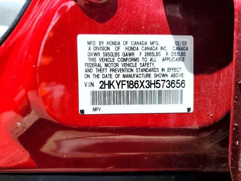 Продажа на аукционе авто 2003 Honda Pilot, vin: 2HKYF186X3H573656, номер лота: 52957346