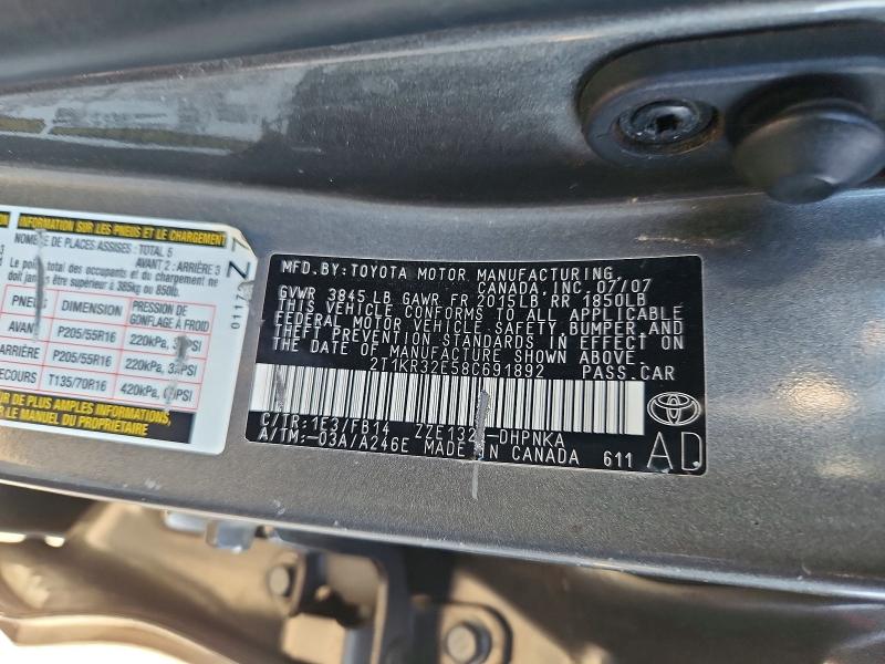 Продаж на аукціоні авто 2008 Toyota Corolla Matrix, vin: 2T1KR32E58C691892, номер лоту: 52949856
