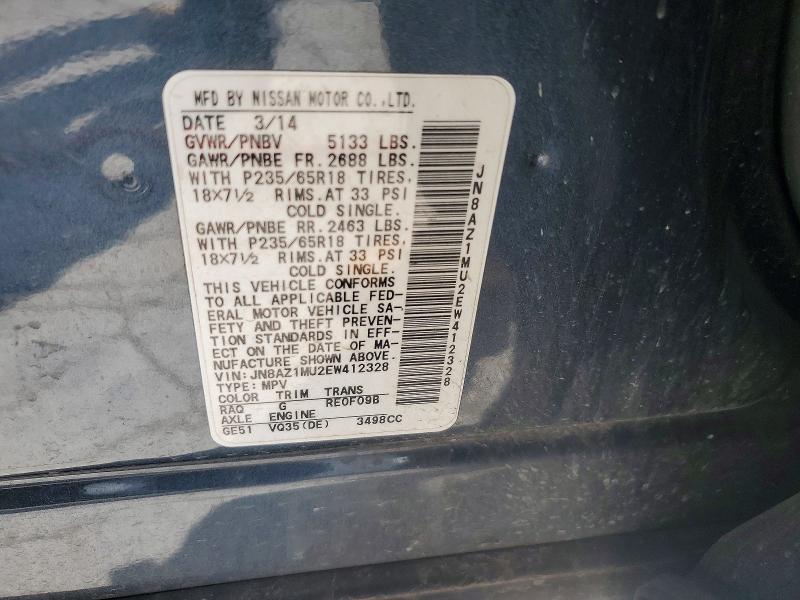 Продаж на аукціоні авто 2014 Nissan Murano, vin: JN8AZ1MU2EW412328, номер лоту: 54144596